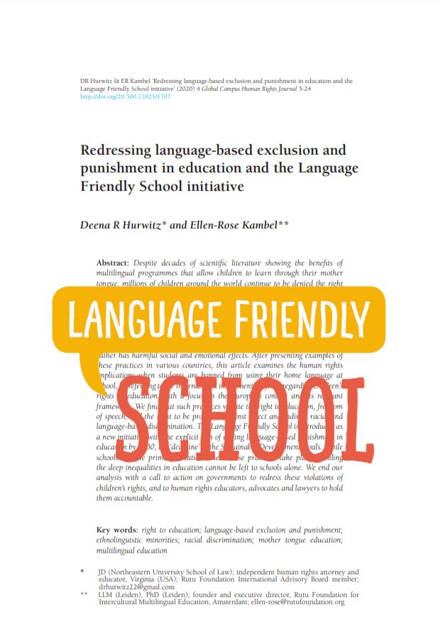 Featured image for “Language-Based Discrimination in Education and the Language Friendly School Initiative: a new publication”